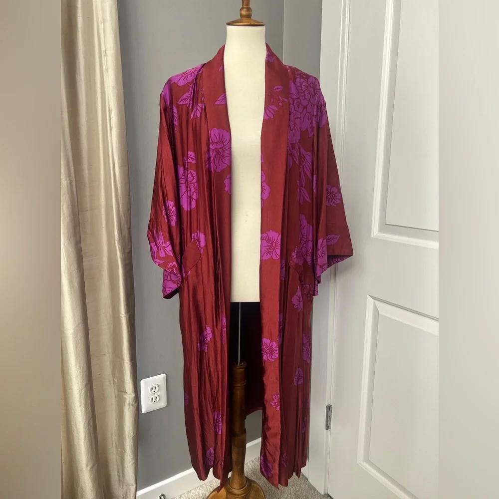 Zara Floral Kimono with Purple Accents - Picture 11 of 11